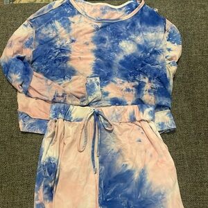 pink and blue tie dye set